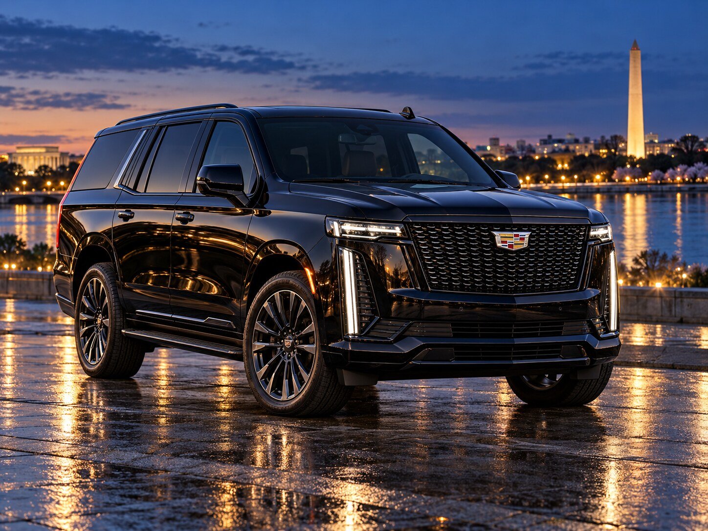 Black Cadillac Escalade at the Washington DC waterfront